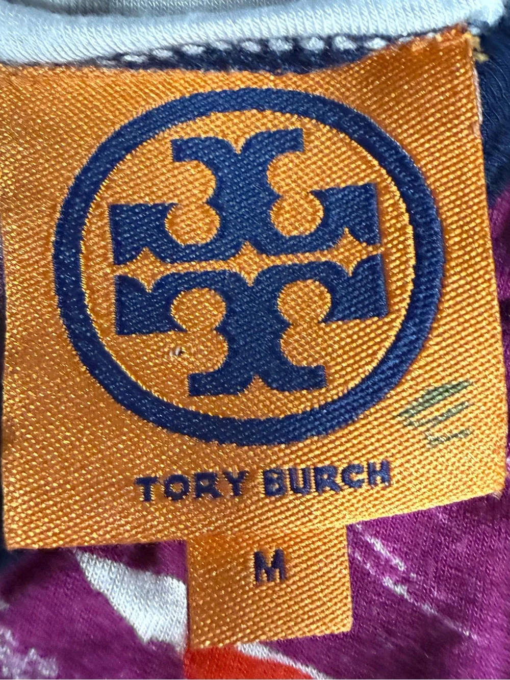 Tory Burch Purple Floral Fit-and-Flare Mini Dress with Black & White Stripes